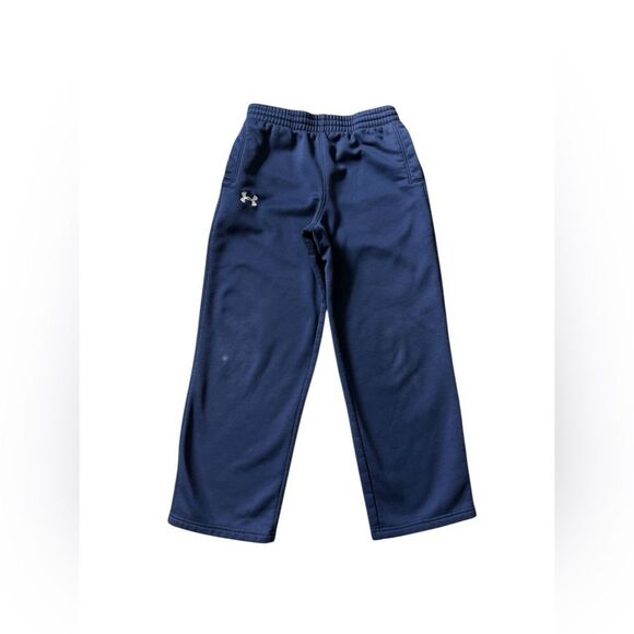 Under Armour Navy Blue Sweatpants Medium Boys Fleece Lined Athleisure - Picture 1 of 7